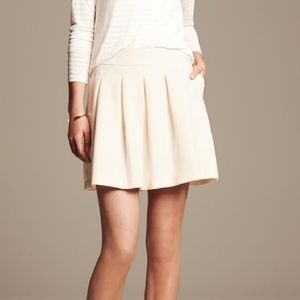 J. Crew Cream Pleated A-Line Skirt